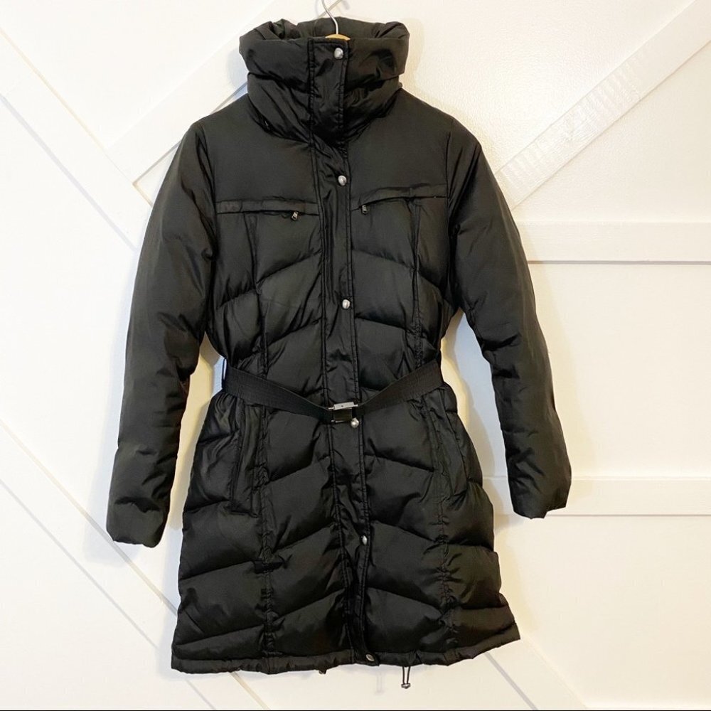 Marc New York Fur Detachable Hood Down Button Down Belted Puffer Jacket Black S - Picture 2 of 11